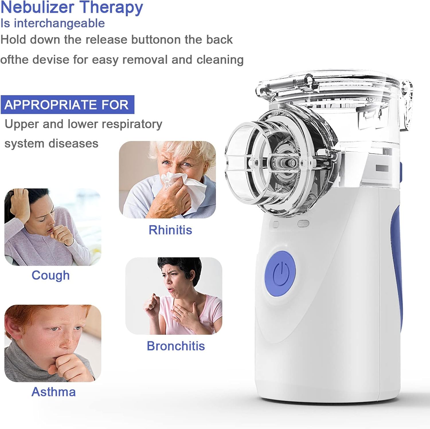 Home Portable Inhaler Silent Handheld Nebulizer Atomizer -Blue - Image 2