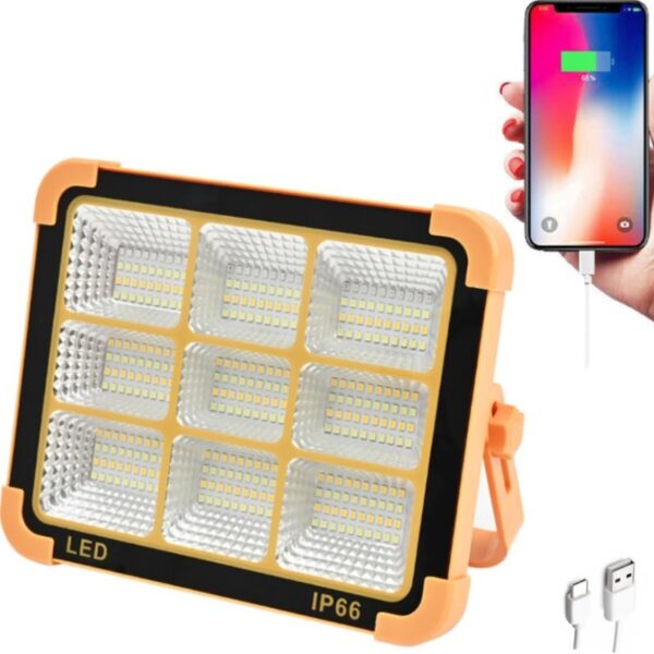 LED Solar Work Light, Worklight with 5 Modes, 12000mAh Battary Rechargeable, Work continuously for 7-8 Hours