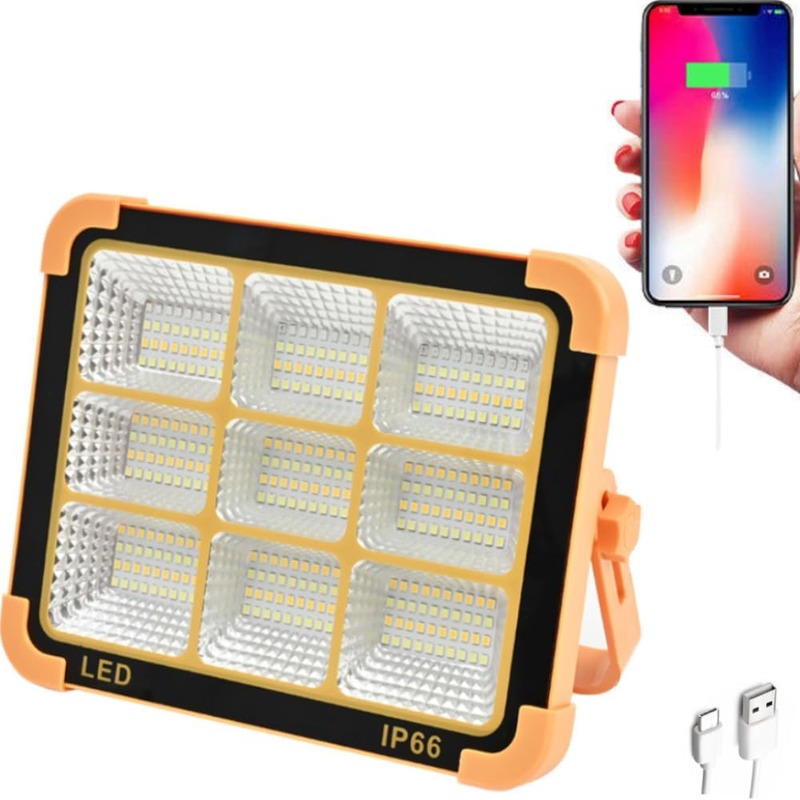 LED Solar Work Light, Worklight with 5 Modes, 12000mAh Battary Rechargeable, Work continuously for 7-8 Hours