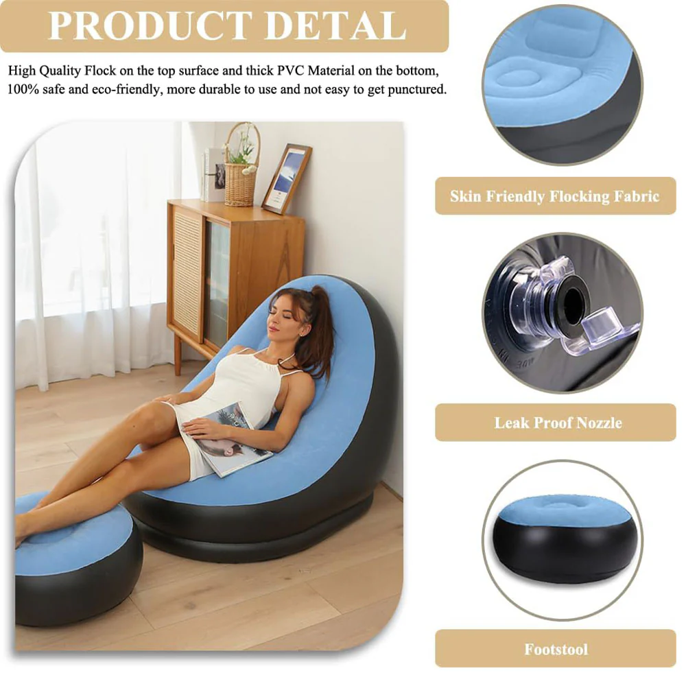 Inflatable Deck Chairs with Air Pump, Inflatable Patio Lounge Chairs - Image 2