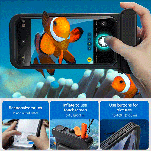 ESR Waterproof Pouch Pro HD IPX8 Waterproof Case with Touch Screen Capability for iPhone 15 Pro Max / 14 Pro Max-Black - Image 7