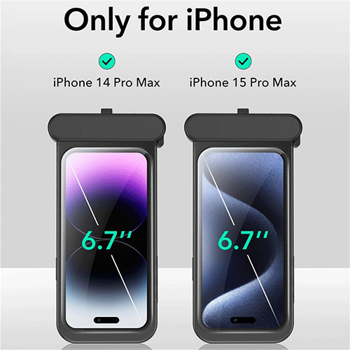 ESR Waterproof Pouch Pro HD IPX8 Waterproof Case with Touch Screen Capability for iPhone 15 Pro Max / 14 Pro Max-Black - Image 4