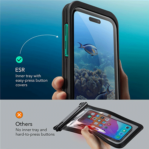 ESR Waterproof Pouch Pro HD IPX8 Waterproof Case with Touch Screen Capability for iPhone 15 Pro Max / 14 Pro Max-Black - Image 5