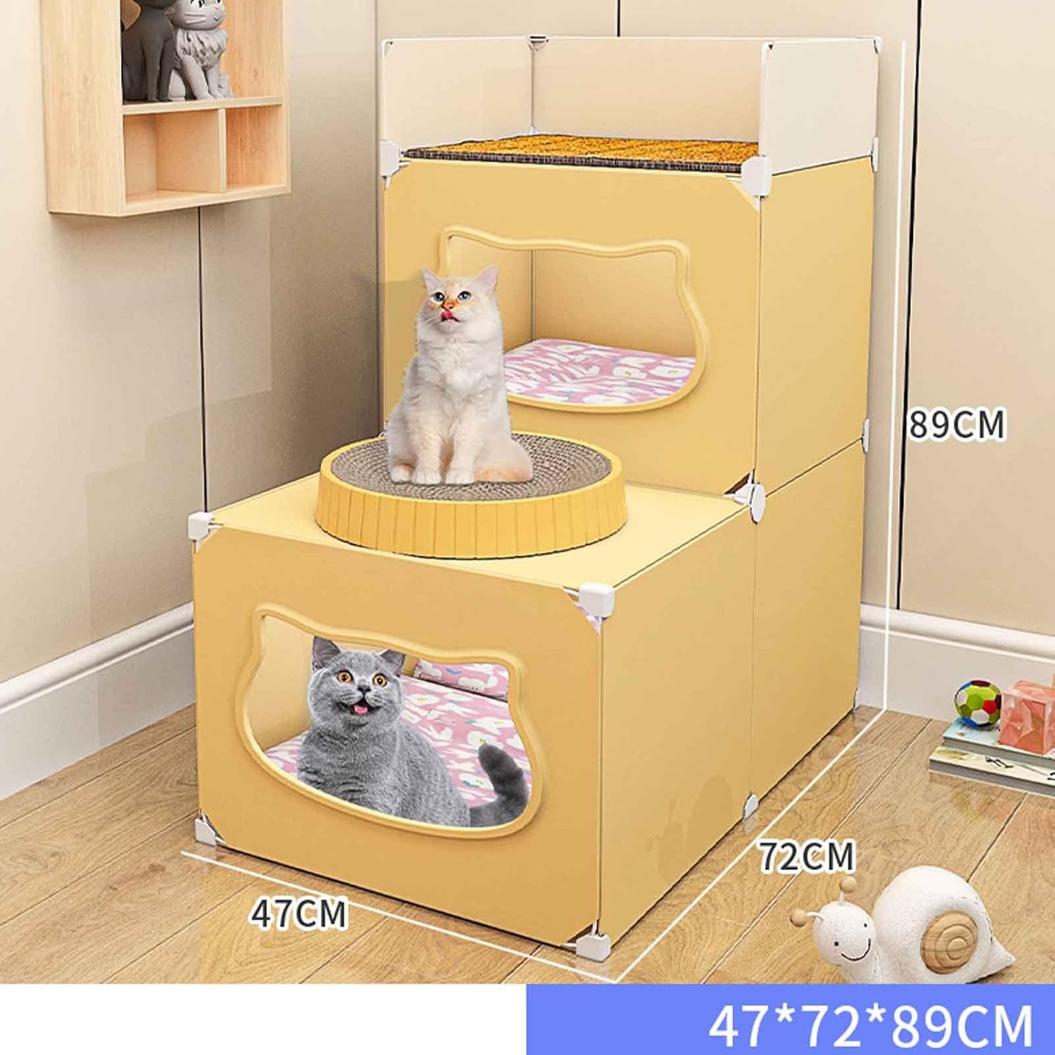 Pet Cages, Attery Toys, Beautiful Cat Houses and Apartments, Raised Cat Bed, Step Design, Easy to Clean -72*37*89 cm - Image 2