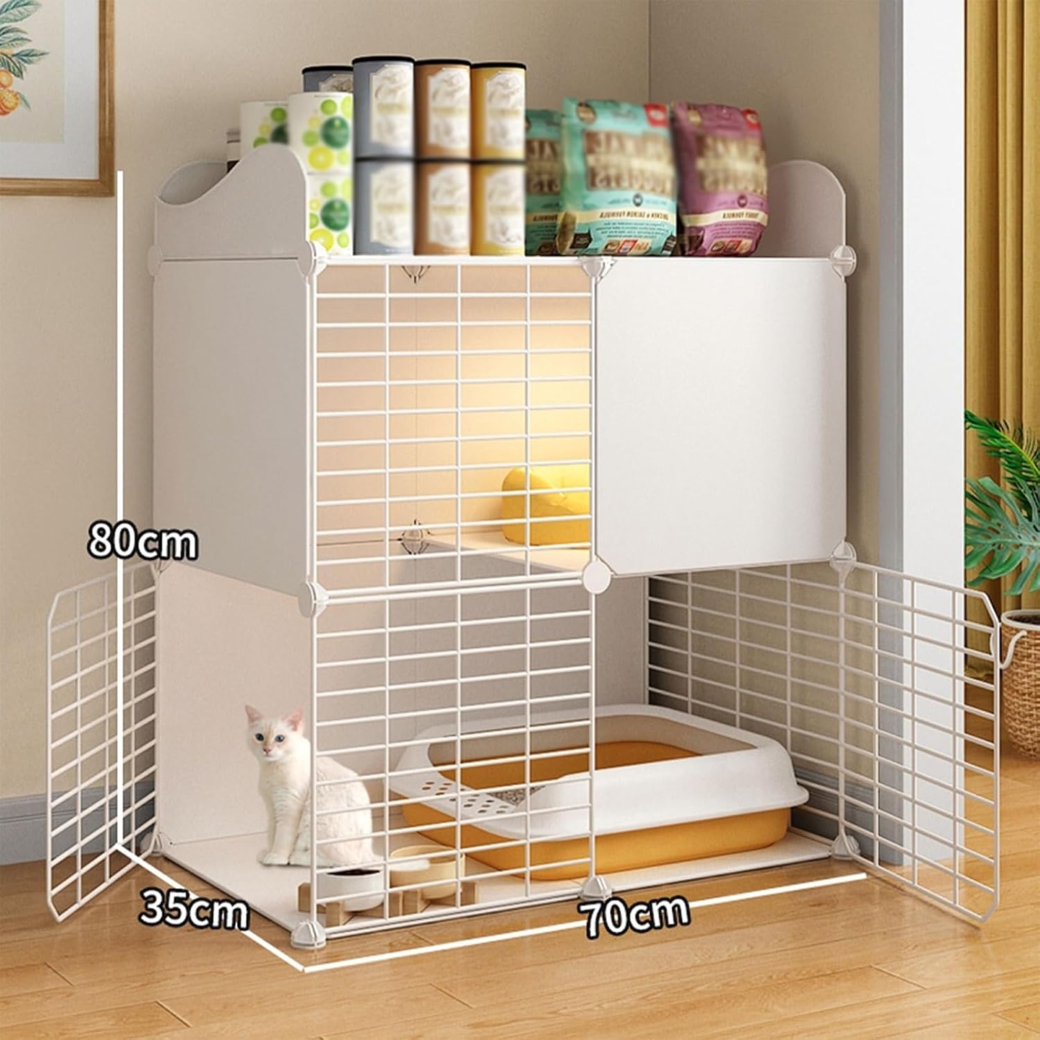 Cat Cage with all equipment :litter box and shovel - bowl for water and food-Bed -80*35*70 cm - Image 3