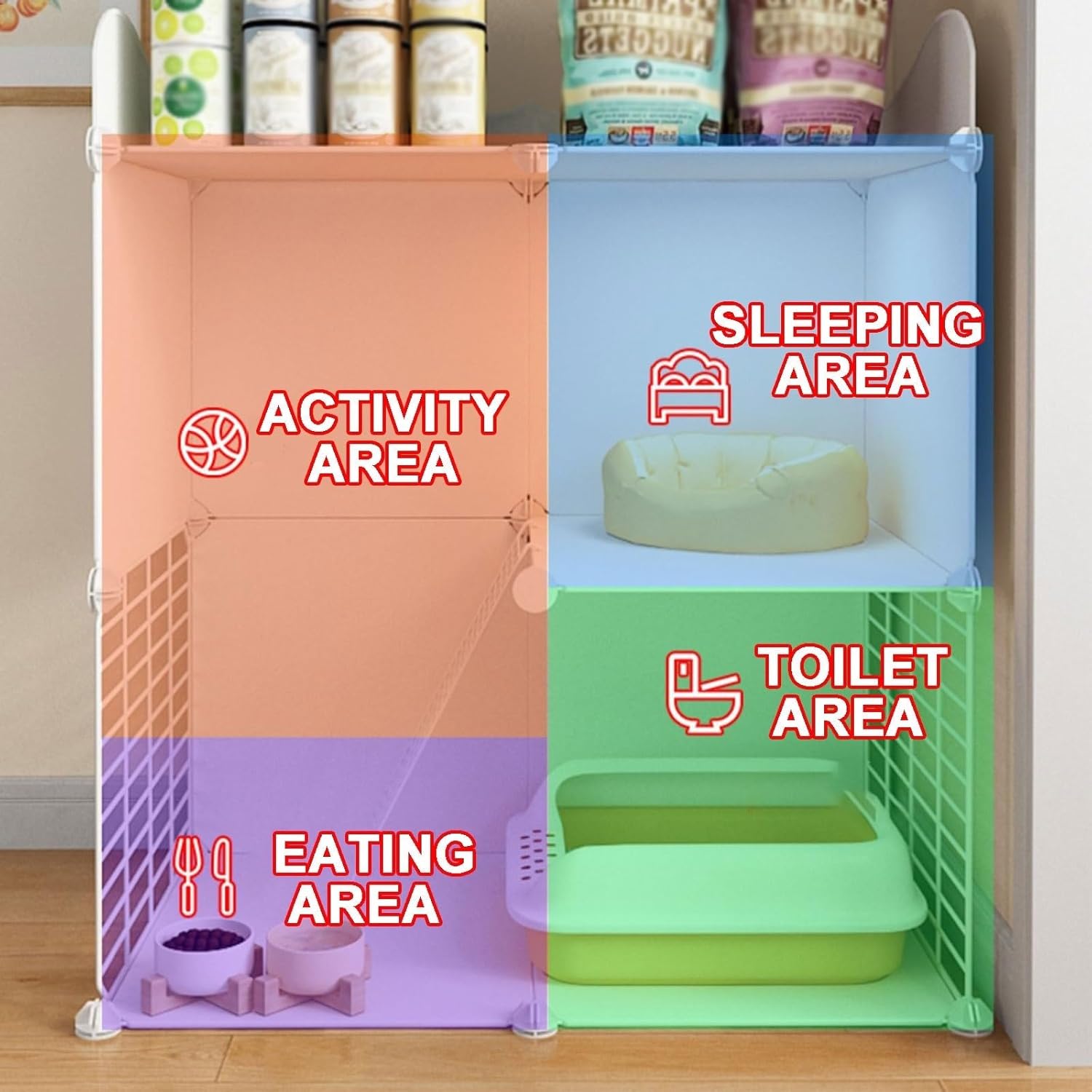 Cat Cage with all equipment :litter box and shovel - bowl for water and food-Bed -80*35*70 cm - Image 2