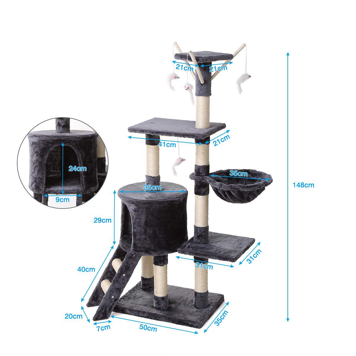 Cat Tree Scratching Posts for Cats Deluxe-50*35*148 cm - Image 6