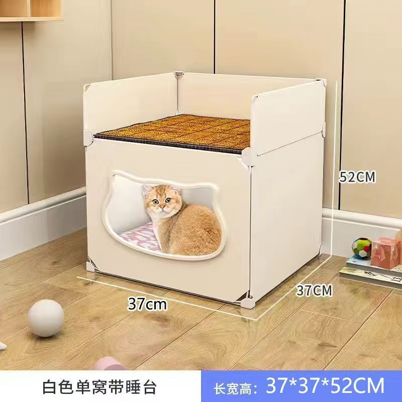 Enclosed Cat Bed Comfortable Small Dog Nest: Detachable Pet Hiding House, Washable Cave Bed for small/medium Cats & Small Dogs-37*37*52