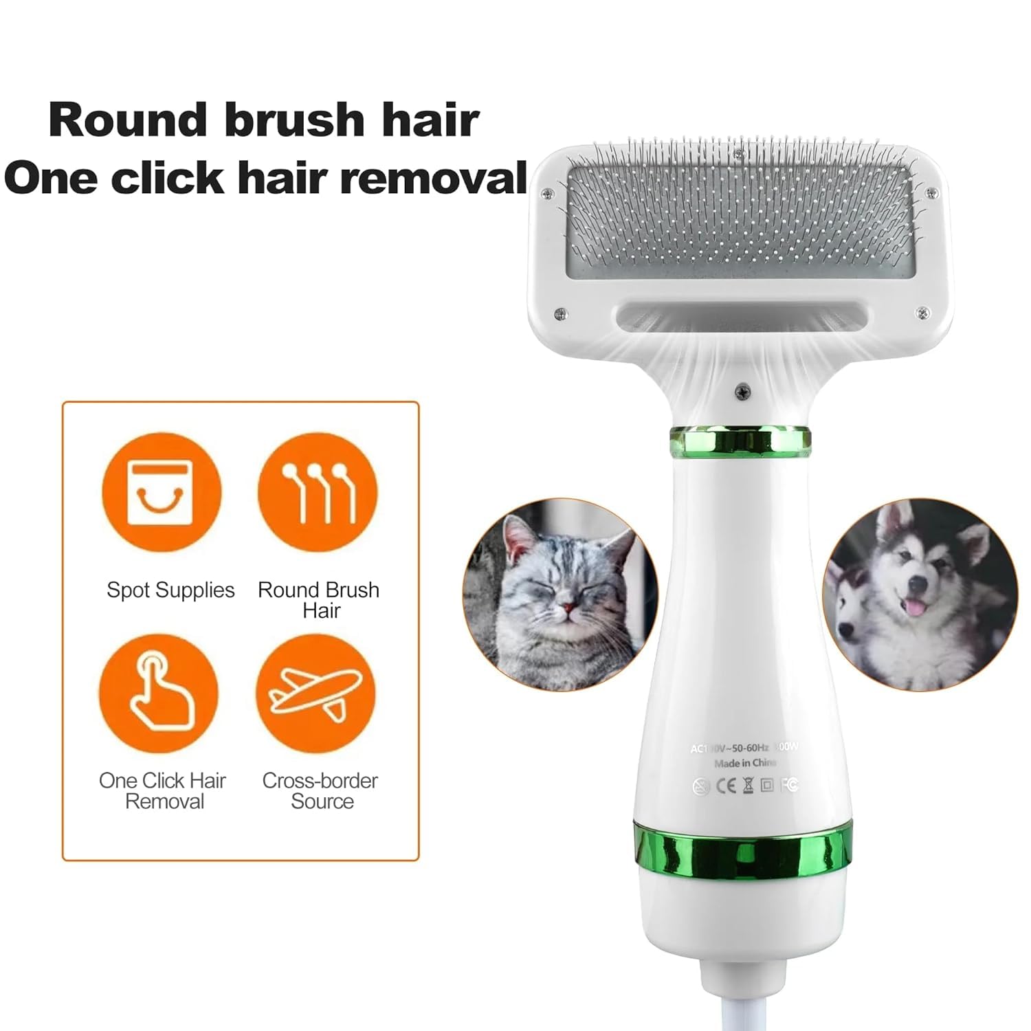 Pet Dog Hair Dryer Brush - Dog Hair Grooming Dryer Blower Slicker Brush with 3 Wind and Temperature Settings - Image 5