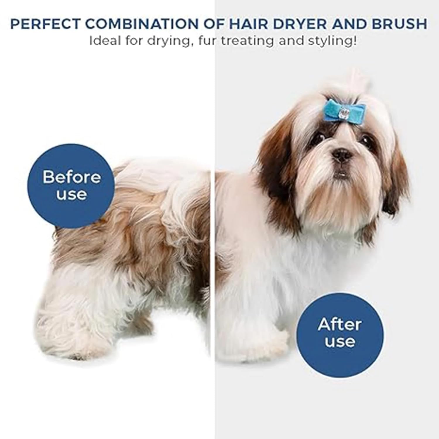 Pet Dog Hair Dryer Brush - Dog Hair Grooming Dryer Blower Slicker Brush with 3 Wind and Temperature Settings - Image 3