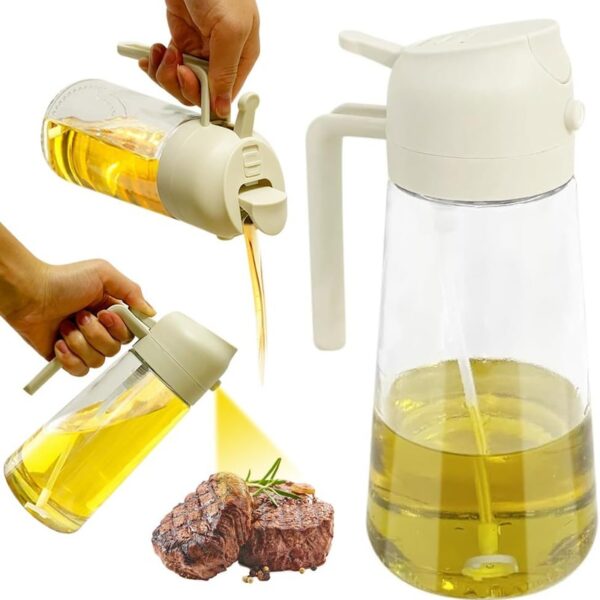 Oil Sprayer for Cooking, 2 in 1 Olive Oil Dispenser Bottle for Kitchen, 16oz/470ml