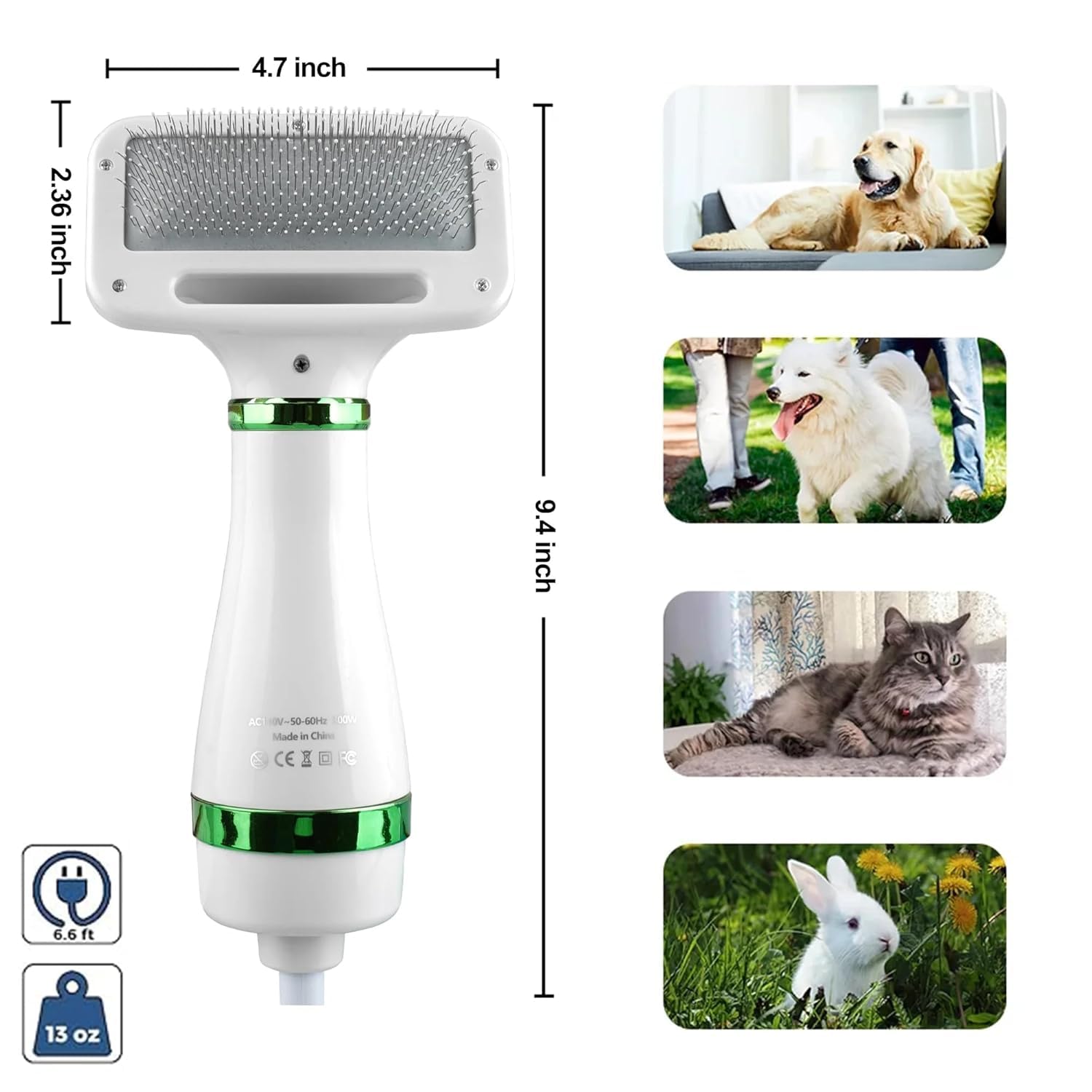 Pet Dog Hair Dryer Brush - Dog Hair Grooming Dryer Blower Slicker Brush with 3 Wind and Temperature Settings - Image 7