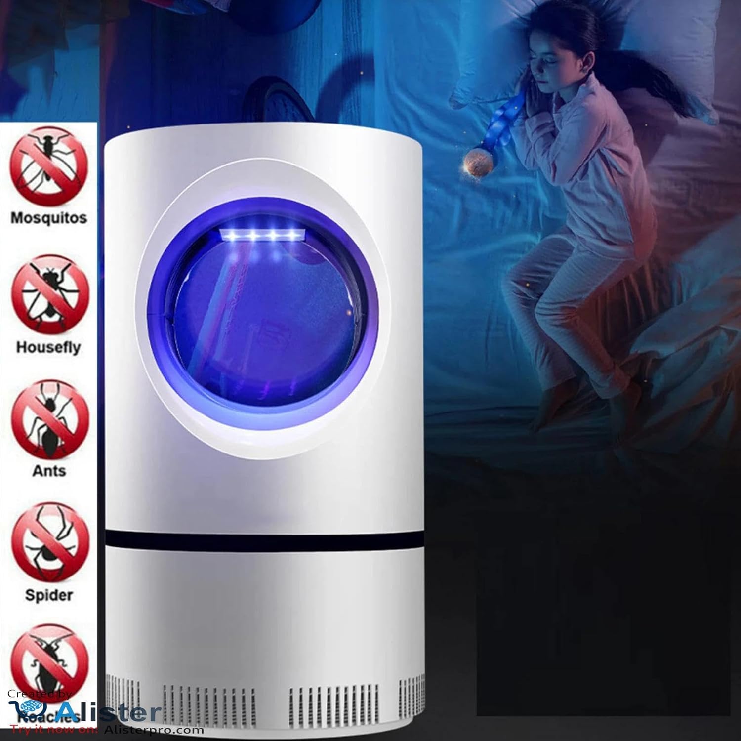 Powerful Electric Mosquito Killer & Insect Trap - Lightweight Attractant - Strong Suction, Hanging Mosquito Lamp for Home, Indoor, Outdoor, Patio (Round) - Image 9