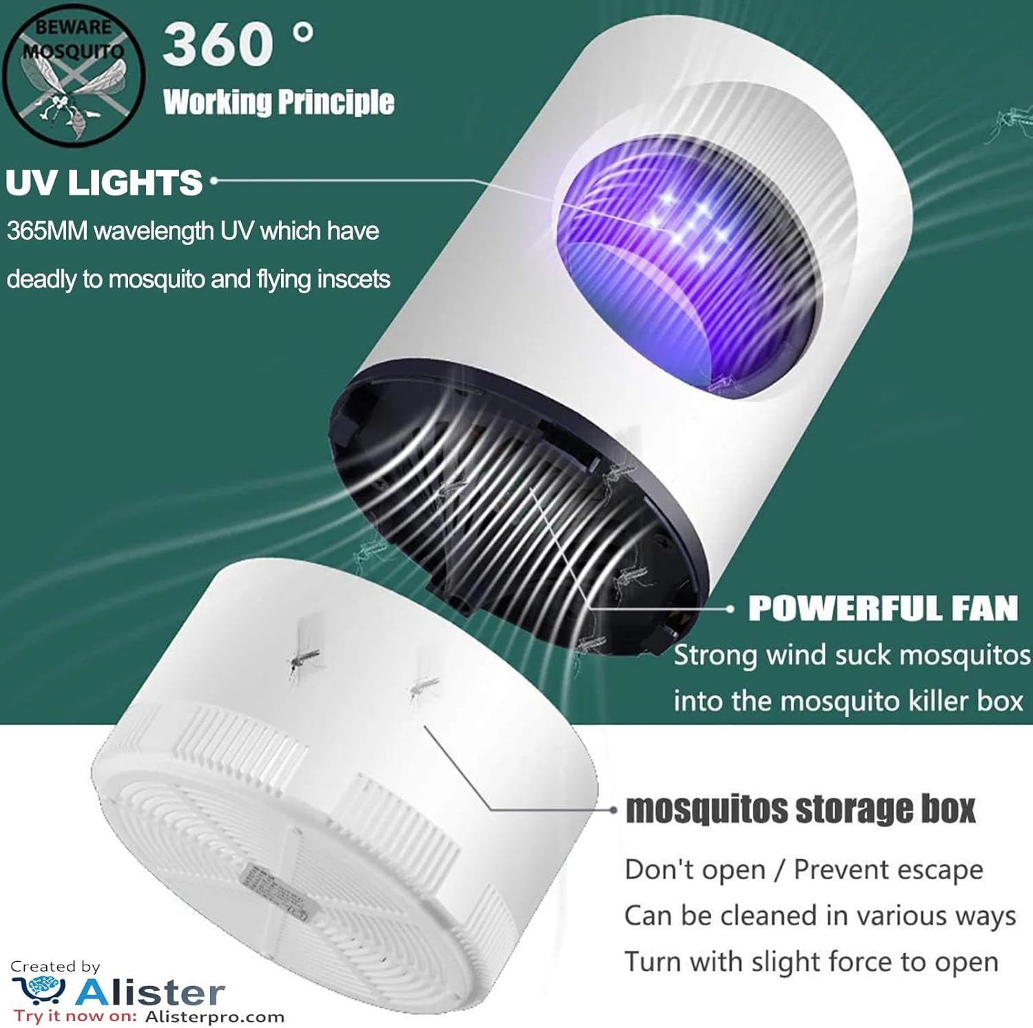 Powerful Electric Mosquito Killer & Insect Trap - Lightweight Attractant - Strong Suction, Hanging Mosquito Lamp for Home, Indoor, Outdoor, Patio (Round) - Image 7