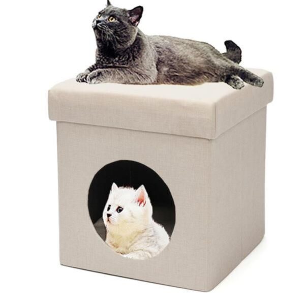 Folding Chair Cat Bed- Beige