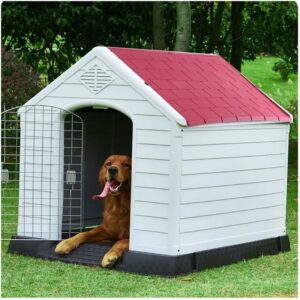 Dog House Large Outdoor Dog House, Assembled Plastic Waterproof Dog House Pet Shelter