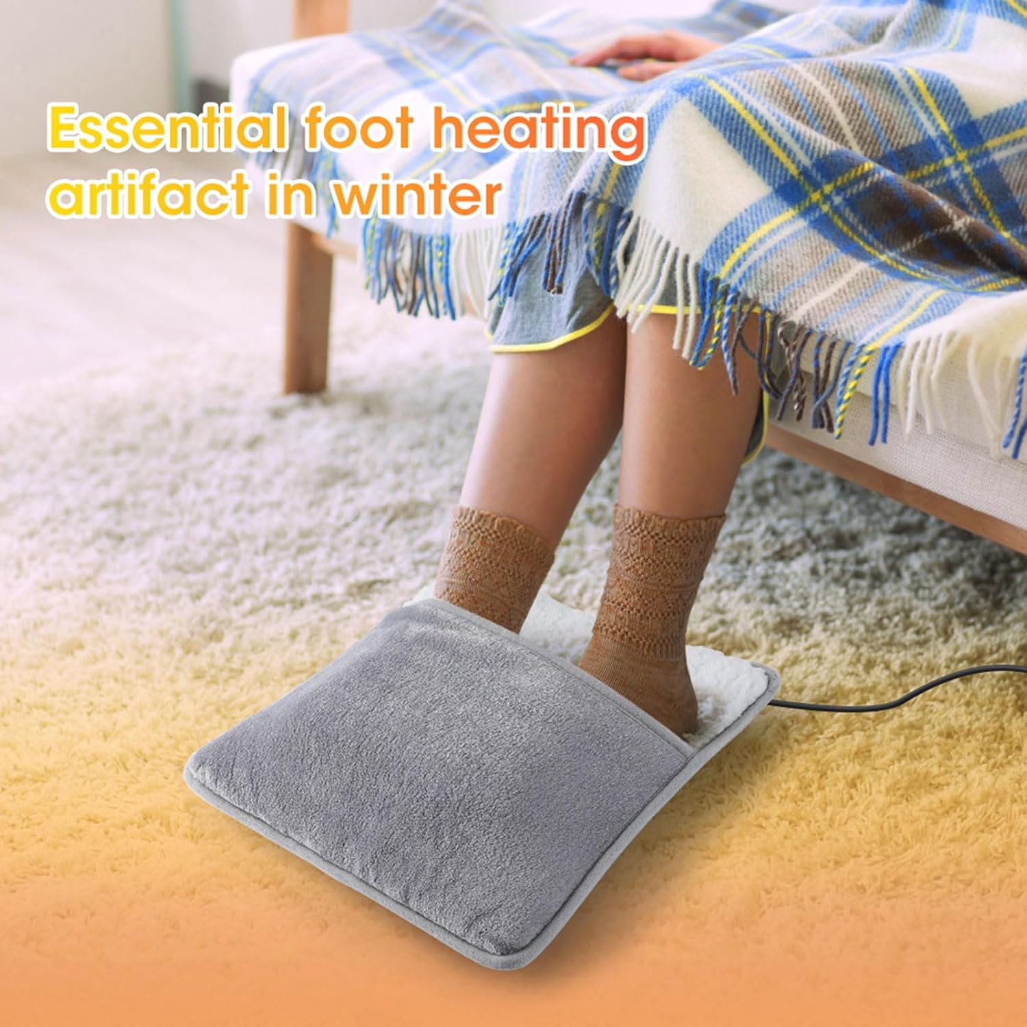 Electric Heated Foot Warmers for Men and Women, USB Feet Warmer Fast Heating Pad with Anti-Slip Bottom Design, Soft Winter - Image 7