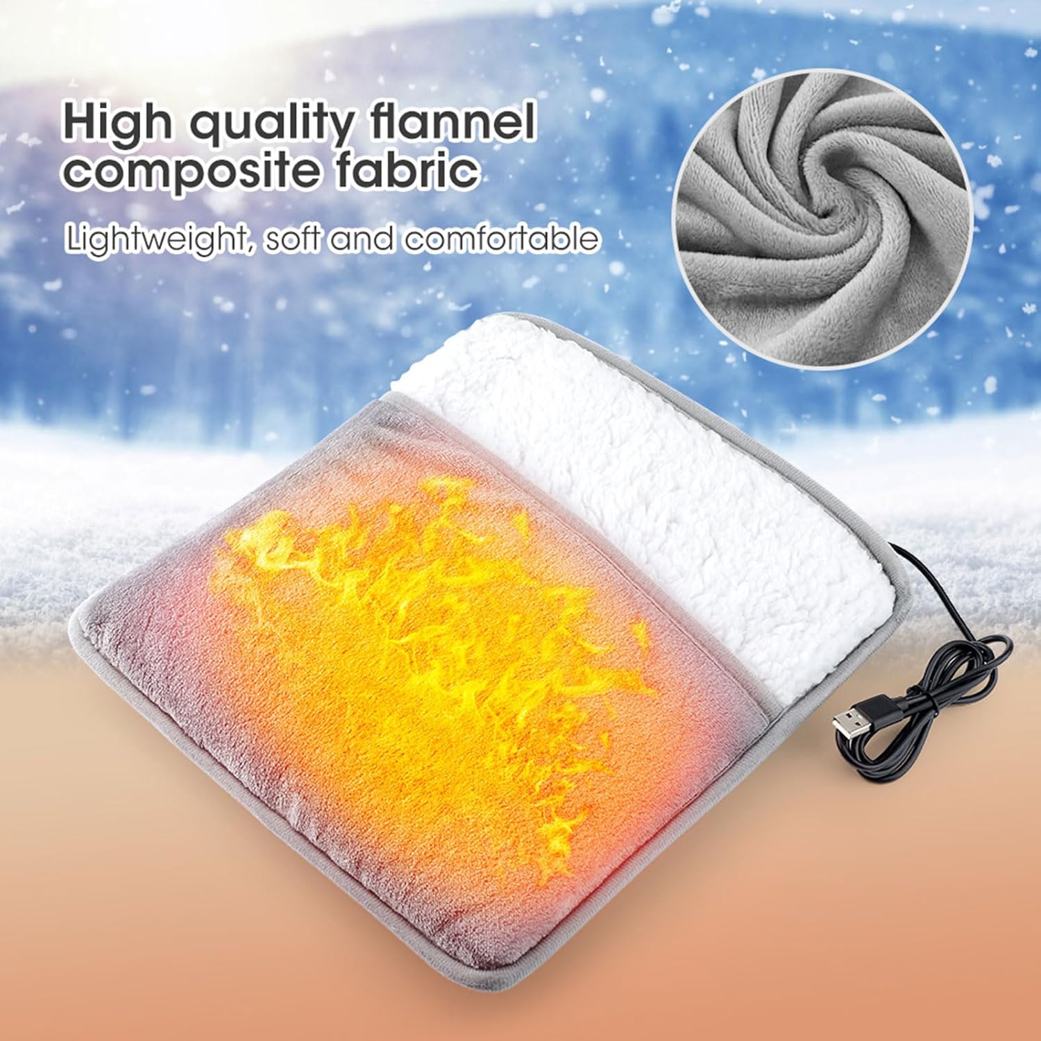 Electric Heated Foot Warmers for Men and Women, USB Feet Warmer Fast Heating Pad with Anti-Slip Bottom Design, Soft Winter - Image 4