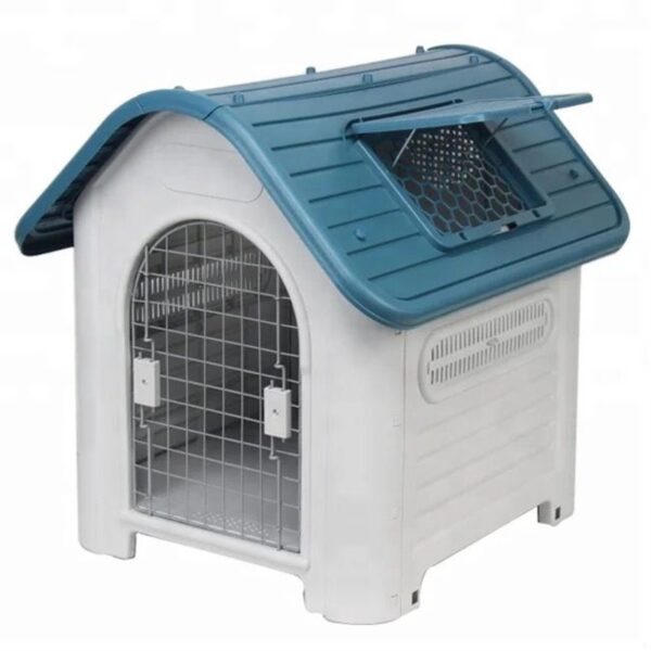 Dog Kennel, Pet House, Pet Cage, Plastic, for Dogs, Indoors, Outdoors-Gray/Blue