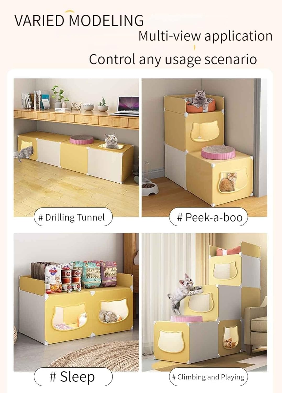 Pen Plastic, Cat Cages Indoor, Attery Toys, Pretty Cat Houses & Condos, Raised Cat Bed, Step Design, Easy to Clean-:72*37*89cm - Image 2
