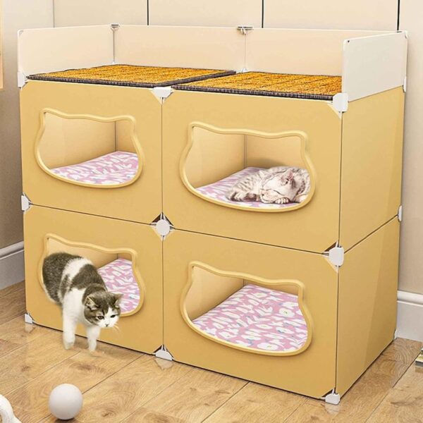 Pen Plastic, Cat Cages Indoor, Attery Toys, Pretty Cat Houses & Condos, Raised Cat Bed, Step Design, Easy to Clean-:72*37*89cm