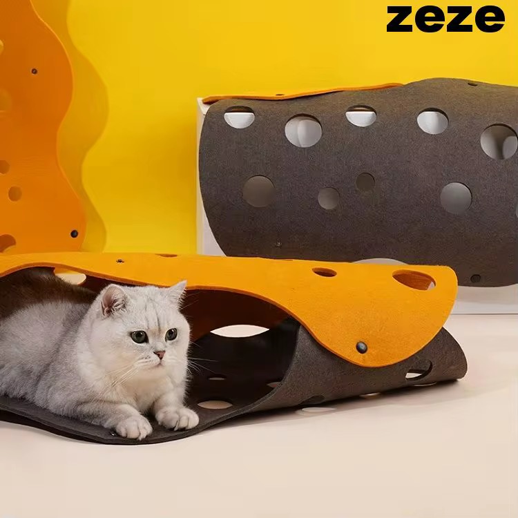 Interactive cat tunnel toy – Foldable felt cat tube bed for pets-92*43*3cm - Image 12
