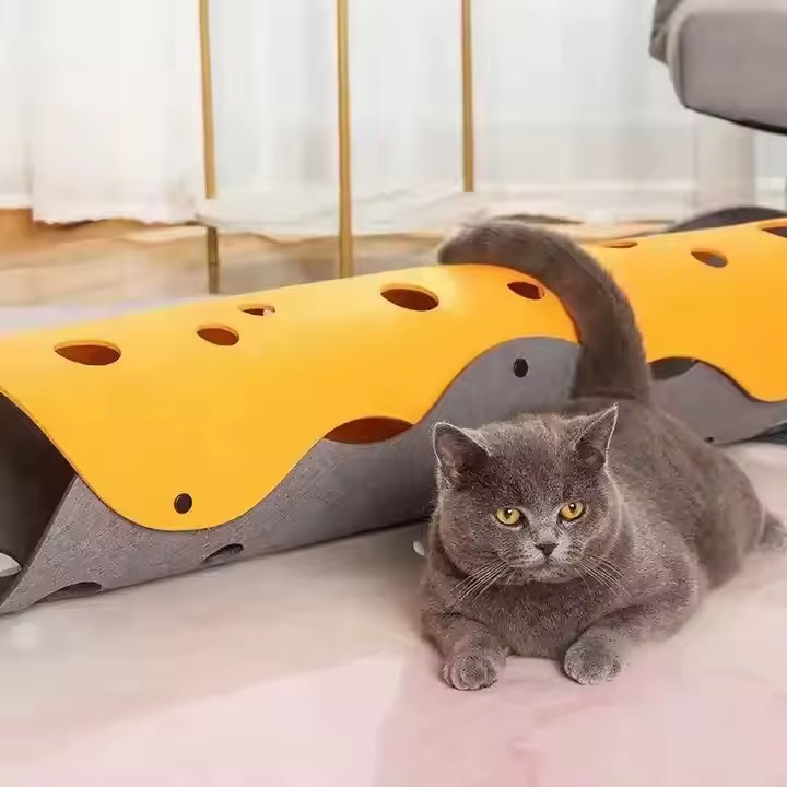 Interactive cat tunnel toy – Foldable felt cat tube bed for pets-92*43*3cm - Image 10