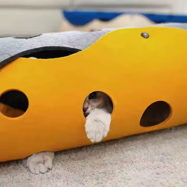 Interactive cat tunnel toy – Foldable felt cat tube bed for pets-92*43*3cm - Image 9