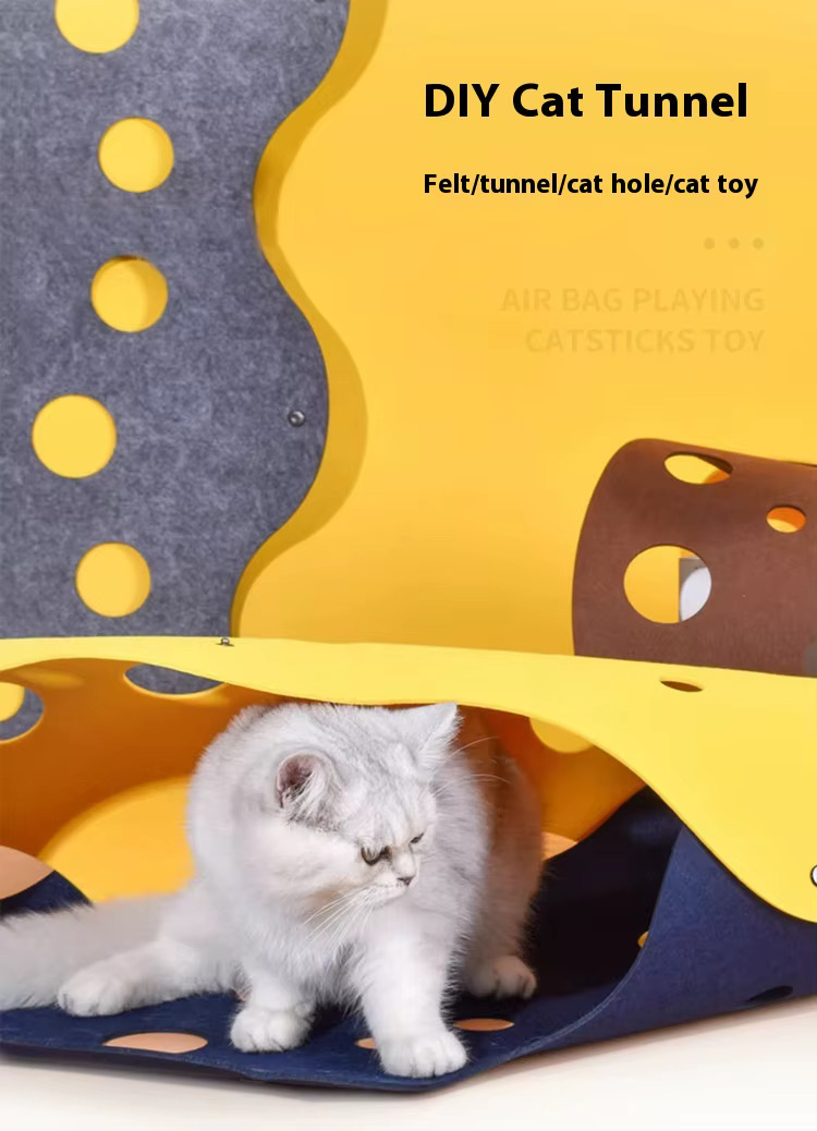 Interactive cat tunnel toy – Foldable felt cat tube bed for pets-92*43*3cm - Image 7