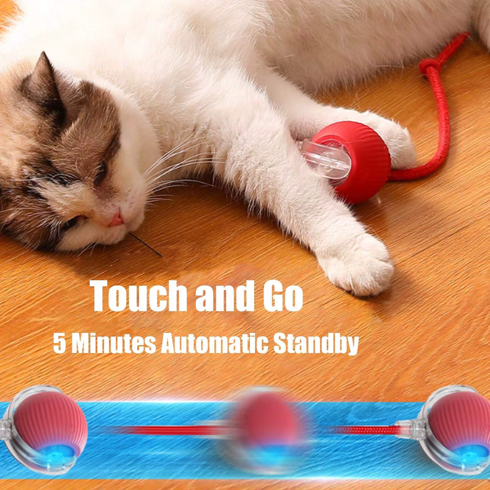 Interactive rolling ball toy with rope for pets – Cat and Dog chase toy - Image 3