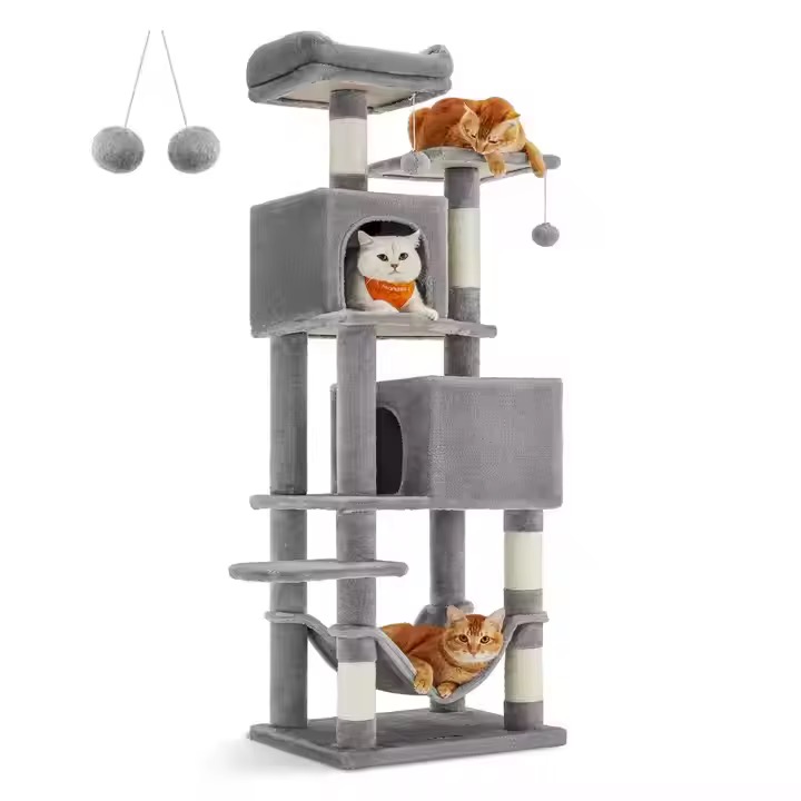 Modern Large Cat Tree Tower with Condos, Perches, Sisal Scratching Posts and Toys for Multi Cats-49*40*166cm - Image 2