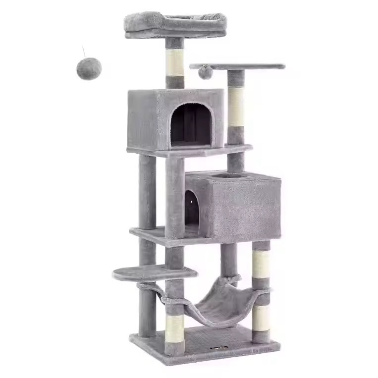 Modern Large Cat Tree Tower with Condos, Perches, Sisal Scratching Posts and Toys for Multi Cats-49*40*166cm