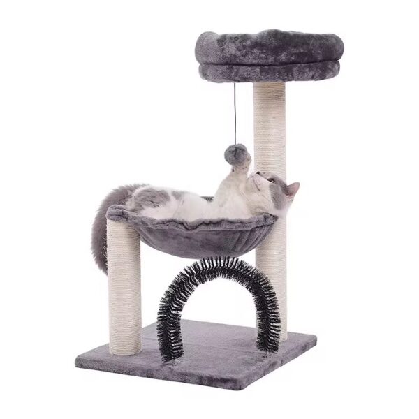 Multi-Level Cat Tree with Scratching Posts Plush Basket , Perch for Play Rest, Cat Activity Tree with Dangling Ball -40*40*70cm