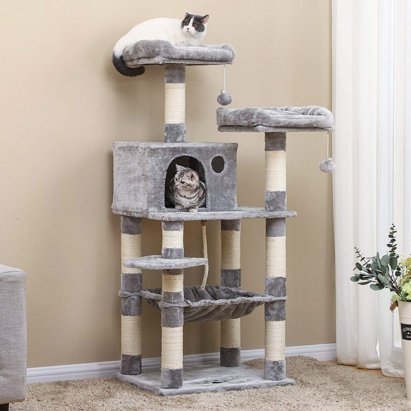Luxury Large Cat Tree Tower House with Scratching Posts, Cat House and Hanging Toy-55*45*143cm - Image 2