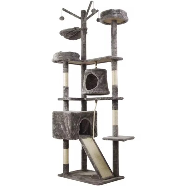 Luxury Large Multi-Level Cat Tree Activity Center with Condo House, Sisal Scratching Posts, Ladder, Platforms and Toys-60*40*190cm