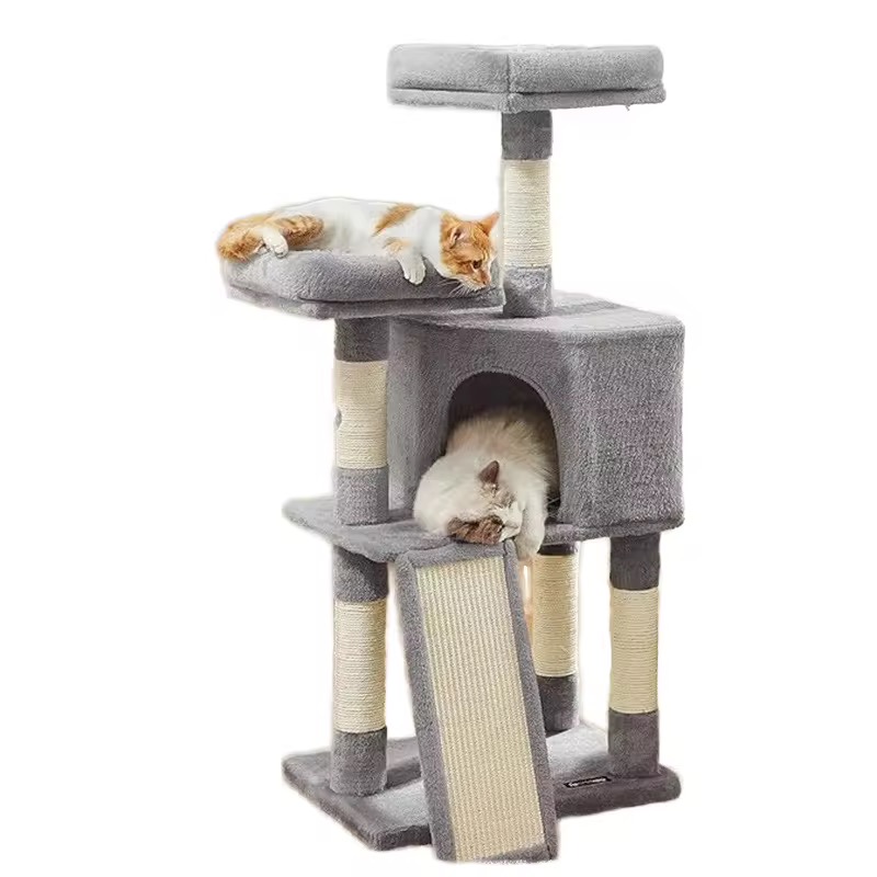 Multi-Level Cat Tree Tower with Scratching Posts, Plush Bed, Elevated Perch and Cozy Cat Condo-40*19*138cm - Image 5