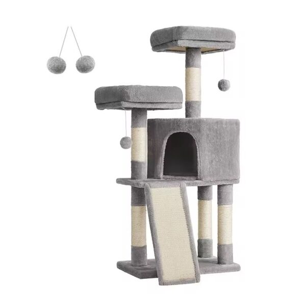 Multi-Level Cat Tree Tower with Scratching Posts, Plush Bed, Elevated Perch and Cozy Cat Condo-40*19*138cm
