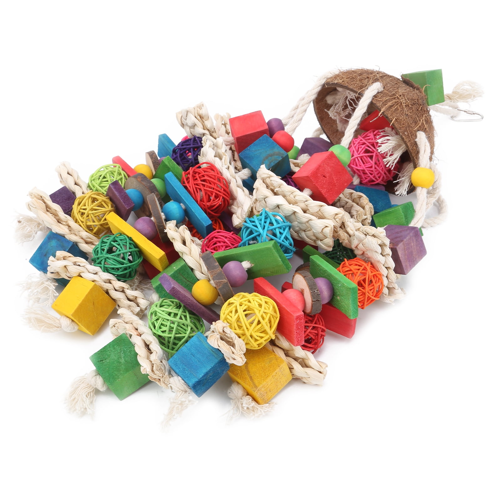 Bird Chewing Toy, Natural Wood Safe Bite Resistant Woven Sepak Takraw Hanging Pendant Toy for Parakeets Parrots Macaws Cockatoos - Image 3