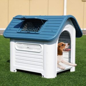 Plastic Dog Kennel waterproof four seasons with removable Floor and iron door