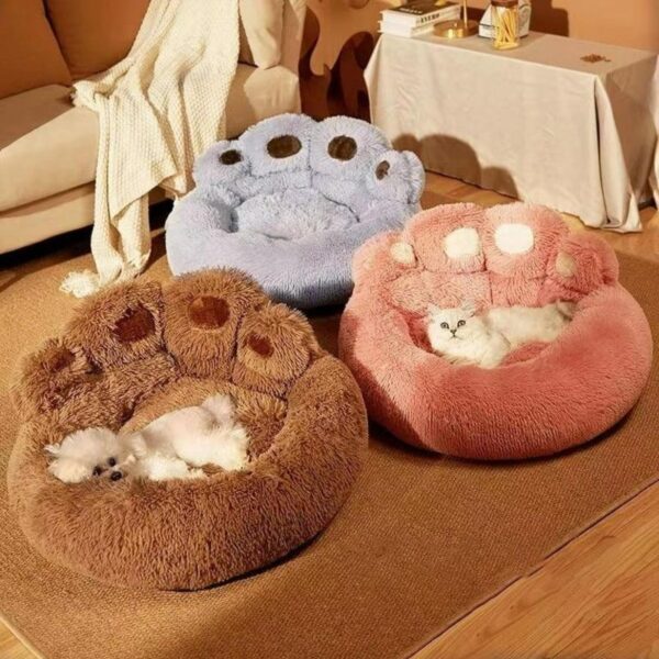 Dog Bed, Plush Calming Dog Bed Pet Round Bed of Paw Shape Cozy Pet Sleeping Beds for Small Medium And Large Dogs And Cats Comfortable And Soft Machine Washable Pet Bed