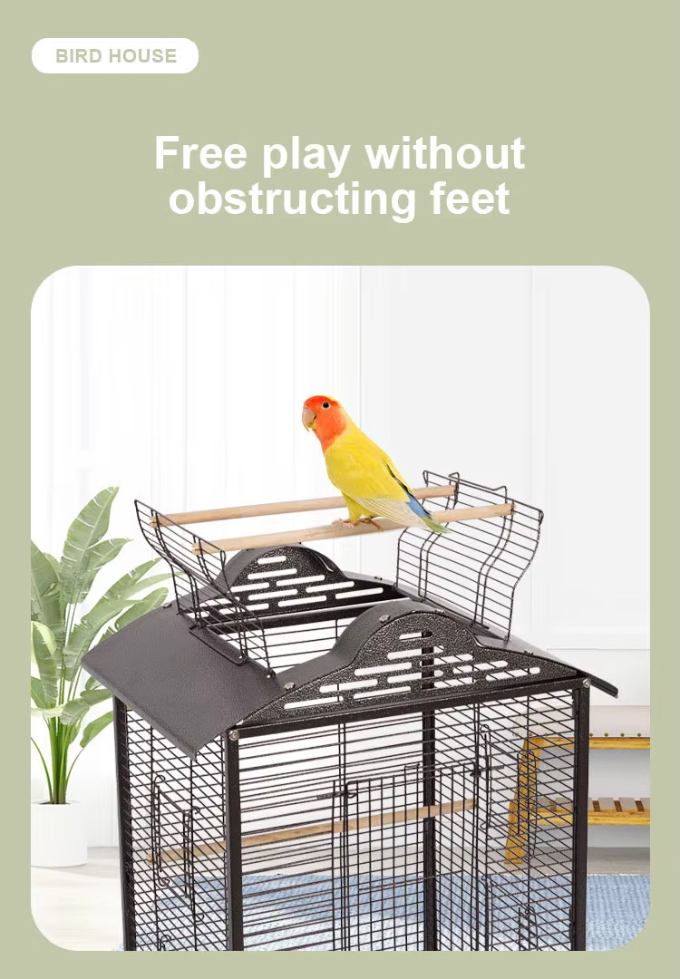 Rolling metal bird cage featuring a play top area -48*46*116cm - Image 4