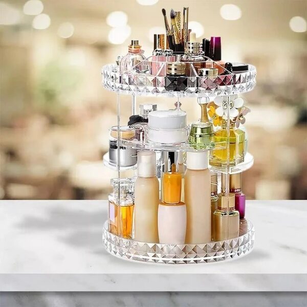 Diamond Pattern Rotary Cosmetic Storage Box
