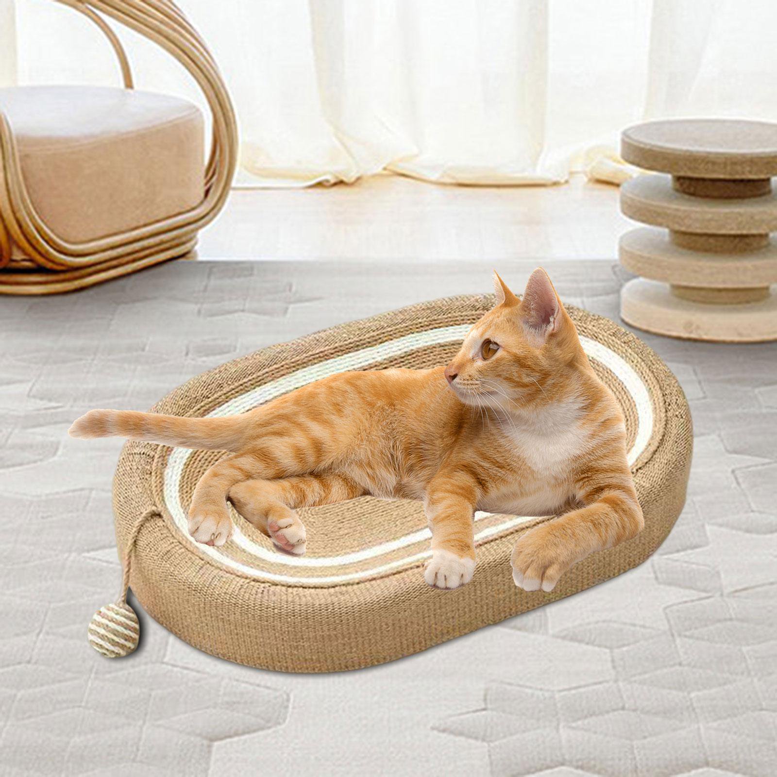Cat Scratcher Bed 3 in 1 Versatile Oval Pet Accessories for Resting Sleeping - Image 6