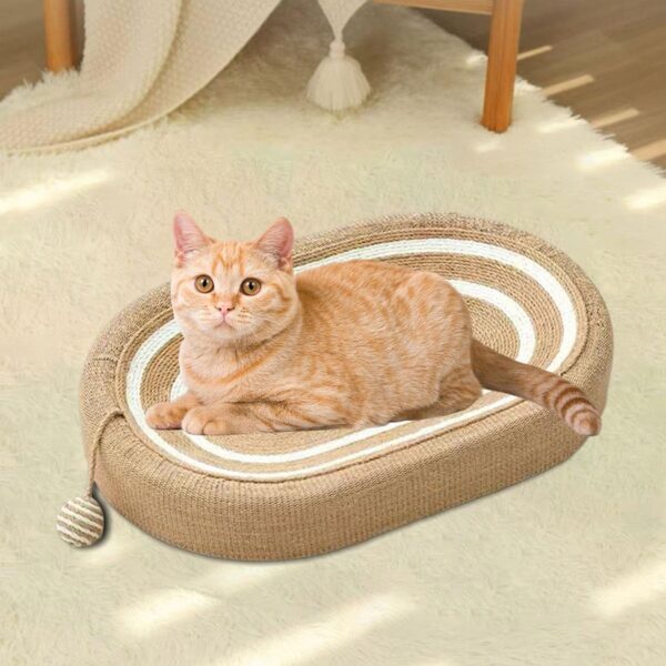 Cat Scratcher Bed 3 in 1 Versatile Oval Pet Accessories for Resting Sleeping