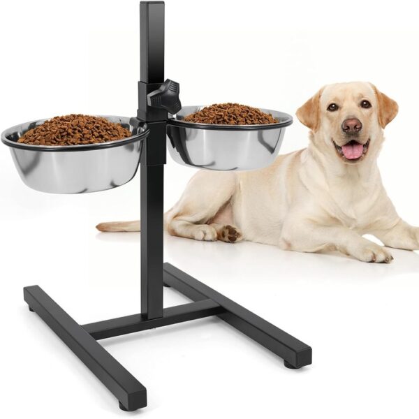 Elevated Double Stainless Steel Pet Bowls with Iron Stand Rack Adjustable -Medium (Copy)