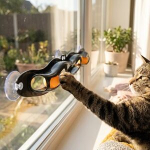 at Track Toy Window Perch Wall Mounted Suction Cup Wave Shape Interactive Fun Relieve Boredom Exercise for Cats Kittens Indoor