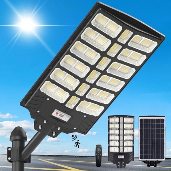 Solar Street Lights Outdoor - Solar Lights Outdoor Motion Sensor | Waterproof 7000K Commercial Parking Lot Lights Dusk To Dawn,  Outside