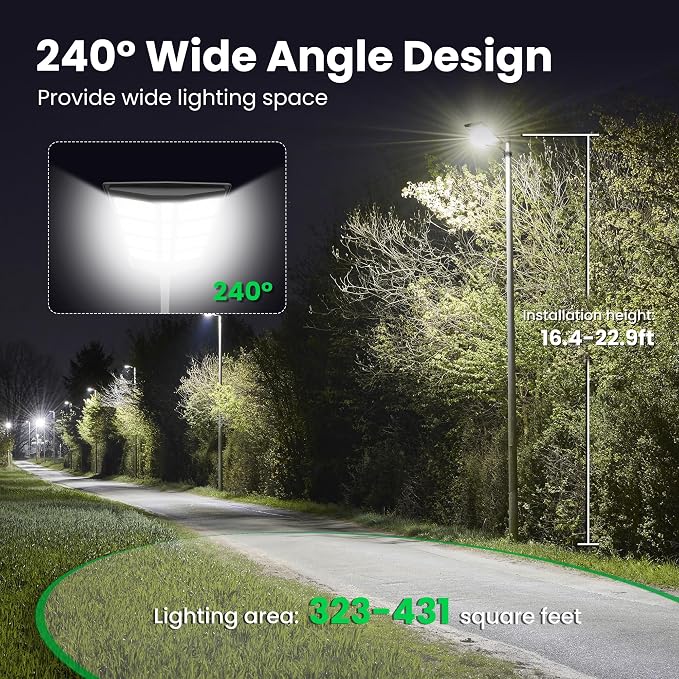 Solar Street Lights Outdoor - Solar Lights Outdoor Motion Sensor | Waterproof 7000K Commercial Parking Lot Lights Dusk To Dawn, Outside - Image 3