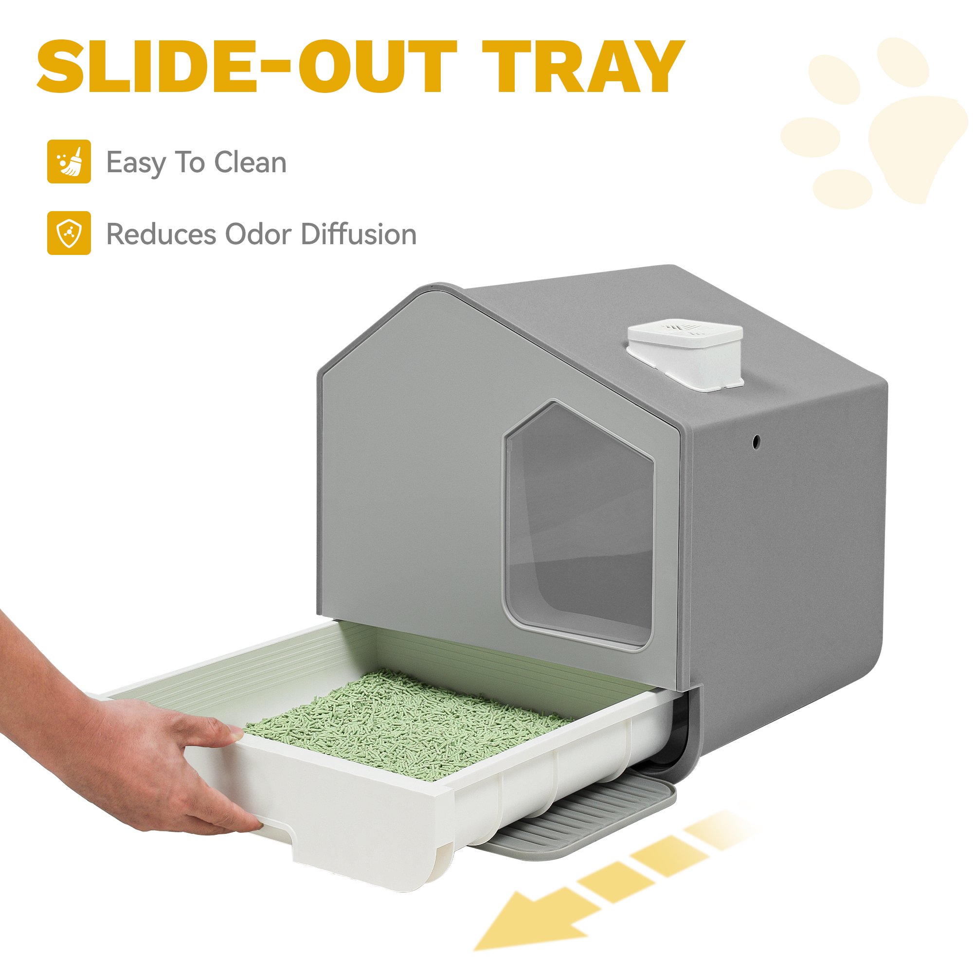 Dextrus Extra Large Hooded Cat Litter Box with Odor Control, Scoop, Mat, Easy to Clean, Gray-45*40*45cm - Image 5