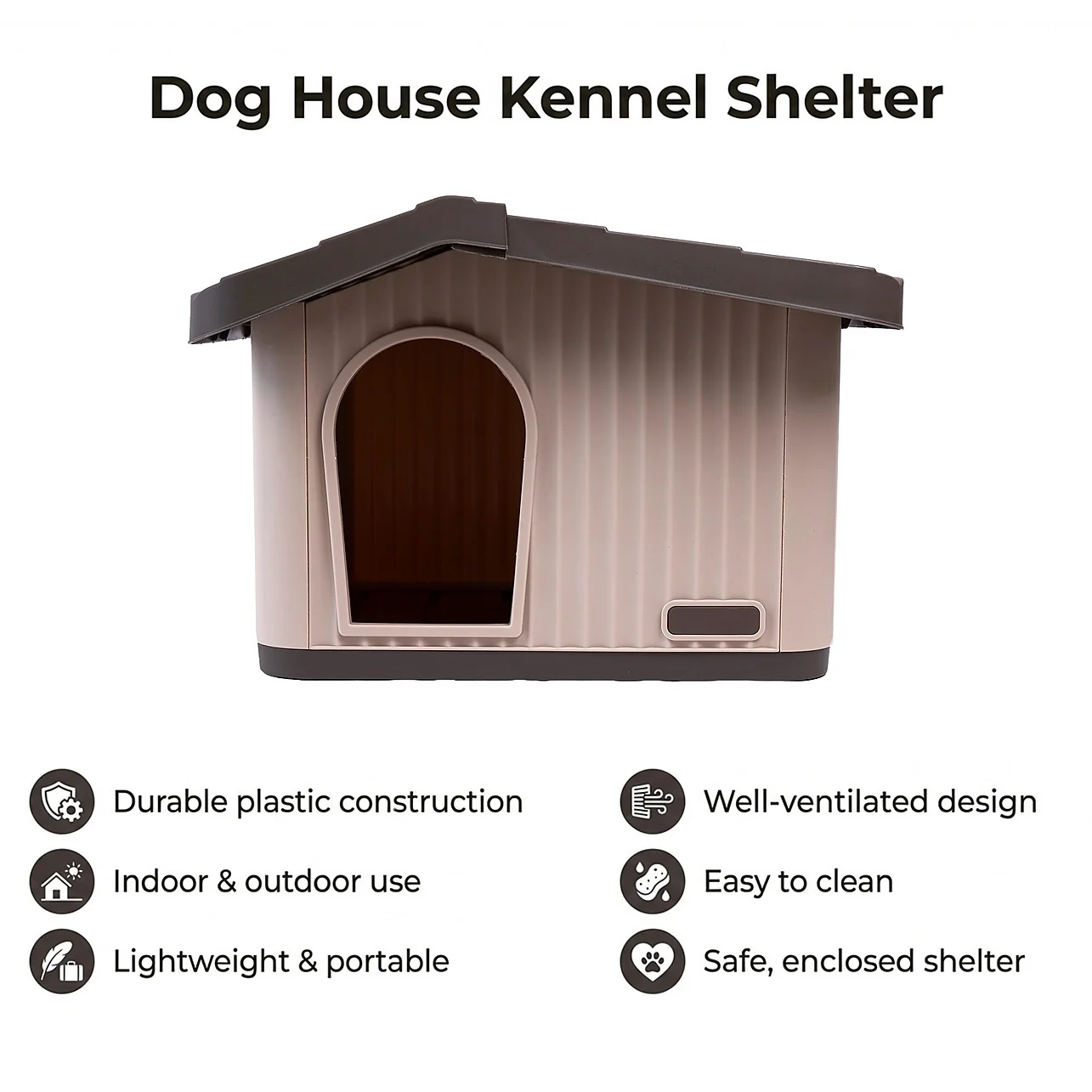 Plastic Dog House Kennel Shelter for Indoor & Outdoor Pets, Weatherproof-60 × 51 × 41 cm - Image 8